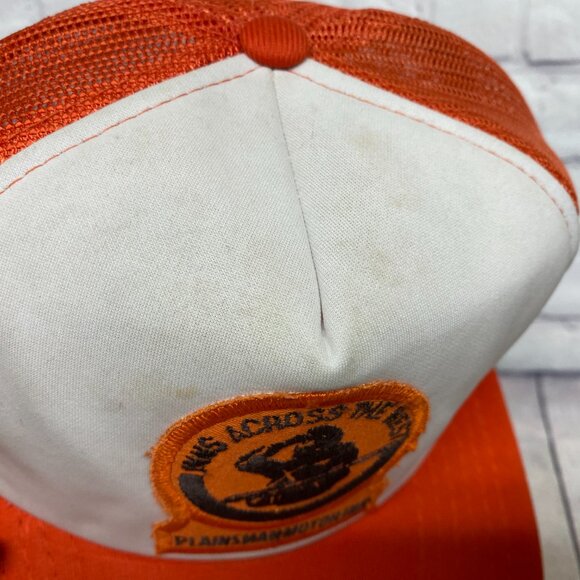 Vintage Trucker Hat Mesh Cap Snapback Orange Plains Motor Inn Across The West - Picture 7 of 14